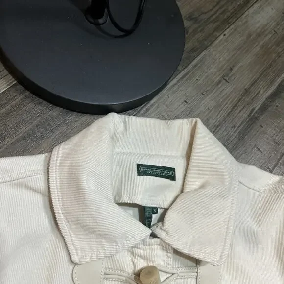 $179 Ralph Lauren Womens Tundra - Fashio Peak Cream Corduroy Jacket XL - Picture 4 of 8
